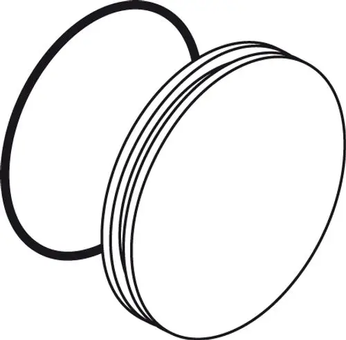 Kappe mit O-Ring in Chrom-Optik, passend für Ideal Standard Produkte. Das Bild zeigt die Kappe aus verschiedenen Blickwinkeln ohne spezifische Maße.